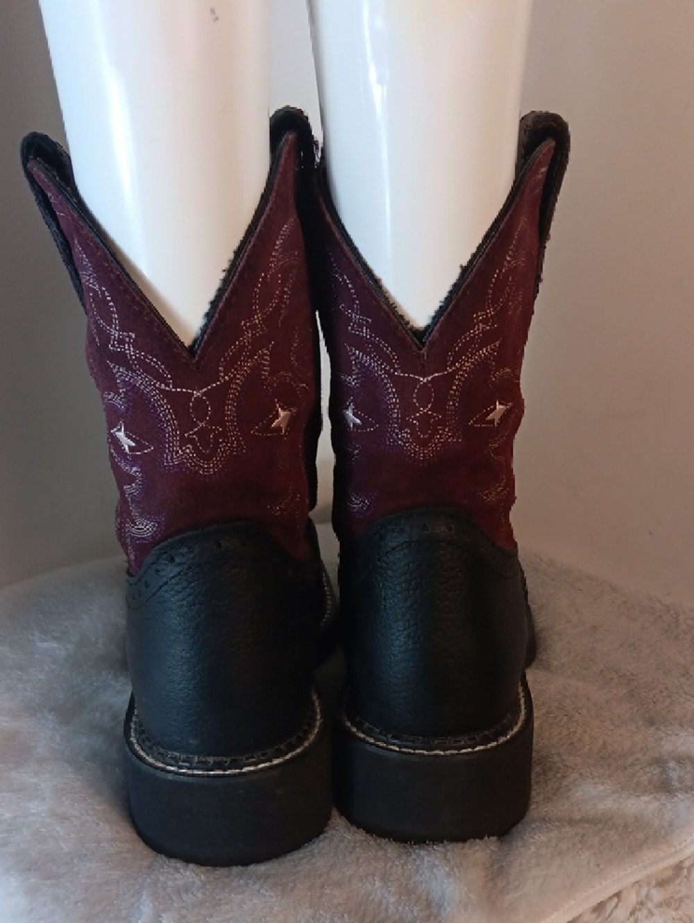 Justin Gypsy Black & MaroonLeather Western Boots - Picture 3 of 7